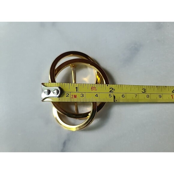 Abstract Gold Tone Metal Brooch Vintage Costume Jewelry - Picture 9 of 10